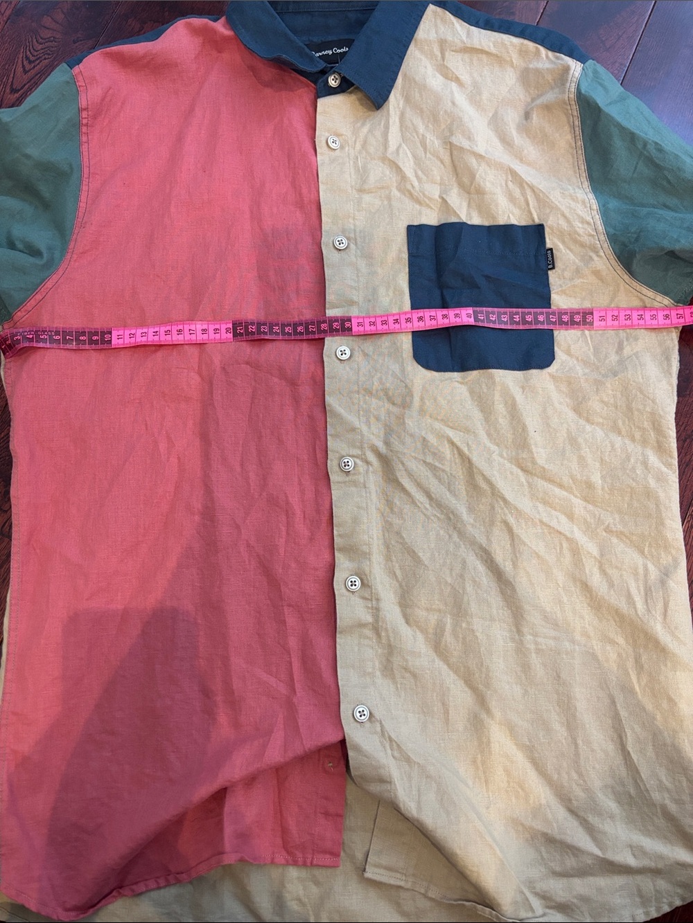 Supreme Multicolor Panel Button-Up Shirt — Red, Green, Tan, Navy